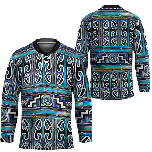 Maori Matariki Hockey Jersey Blue Galaxy Aesthetic Koru Art
