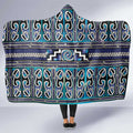 Maori Matariki Hooded Blanket Blue Galaxy Aesthetic Koru Art