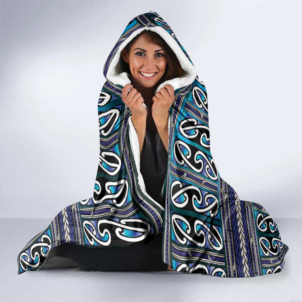 Maori Matariki Hooded Blanket Blue Galaxy Aesthetic Koru Art
