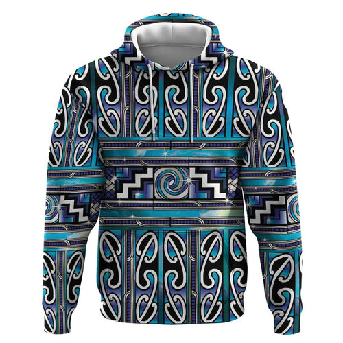 Maori Matariki Hoodie Blue Galaxy Aesthetic Koru Art