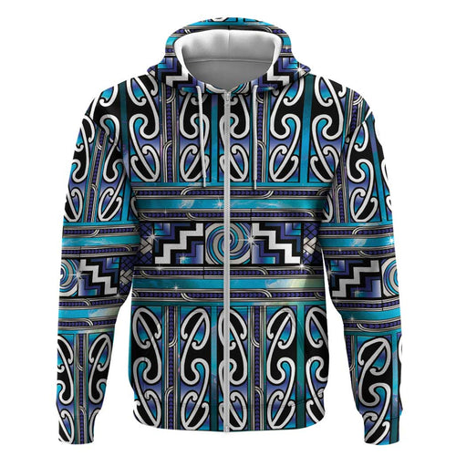 Maori Matariki Hoodie Blue Galaxy Aesthetic Koru Art