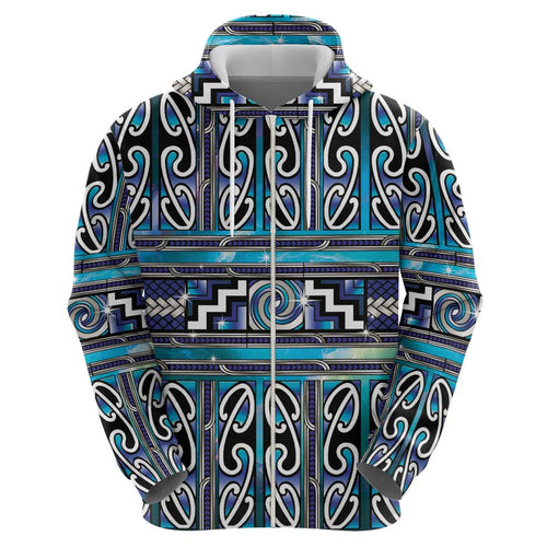 Maori Matariki Hoodie Blue Galaxy Aesthetic Koru Art