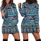 Maori Matariki Hoodie Dress Blue Galaxy Aesthetic Koru Art