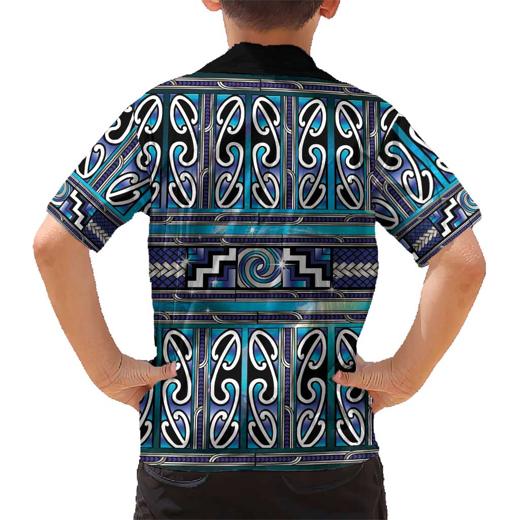 Maori Matariki Kid Hawaiian Shirt Blue Galaxy Aesthetic Koru Art