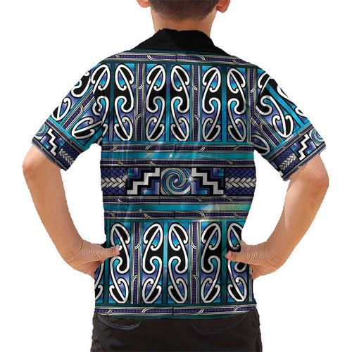 Maori Matariki Kid Hawaiian Shirt Blue Galaxy Aesthetic Koru Art