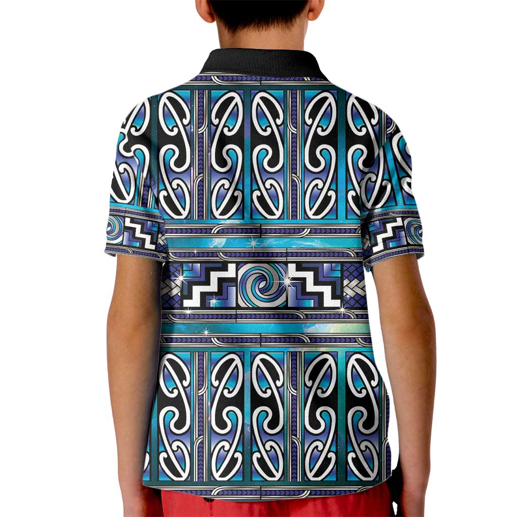 Maori Matariki Kid Polo Shirt Blue Galaxy Aesthetic Koru Art