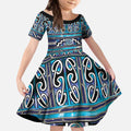 Maori Matariki Kid Short Sleeve Dress Blue Galaxy Aesthetic Koru Art