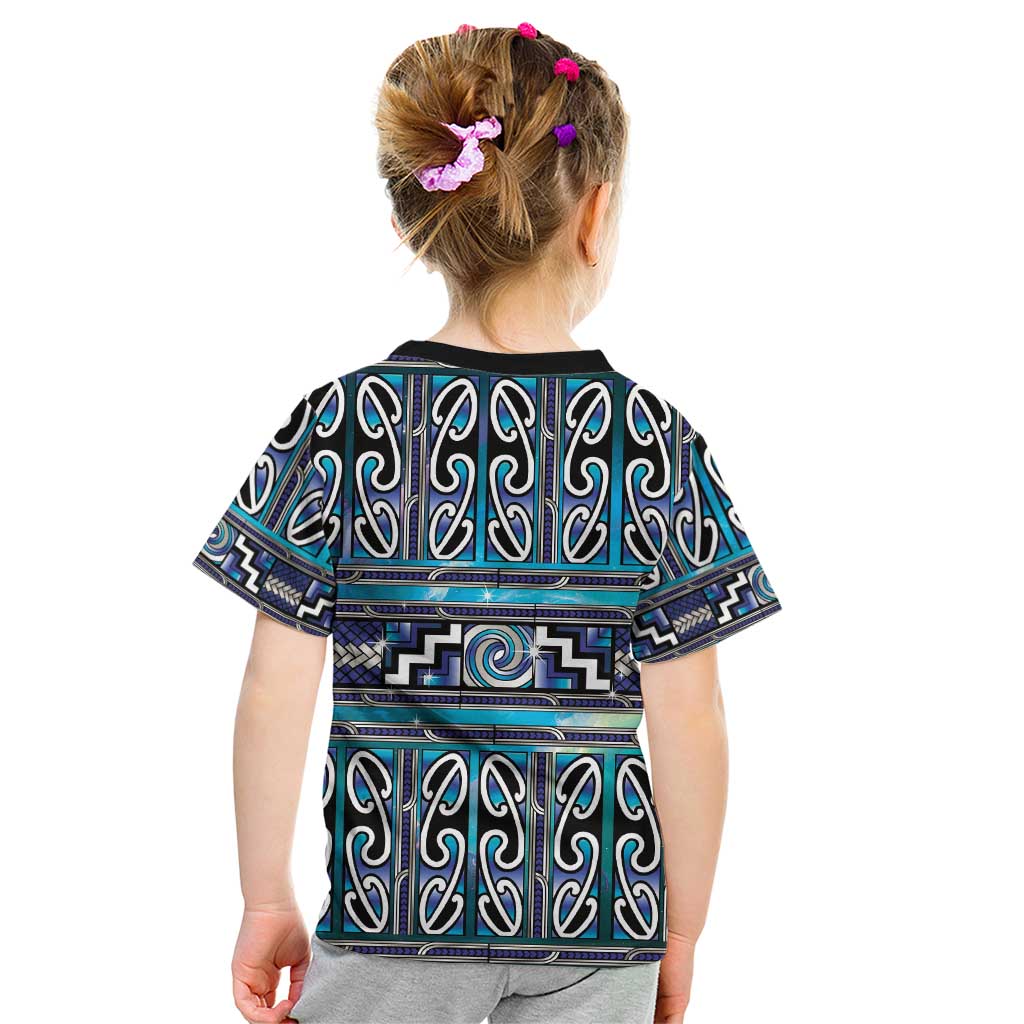 Maori Matariki Kid T Shirt Blue Galaxy Aesthetic Koru Art
