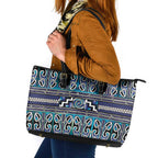 Maori Matariki Leather Tote Bag Blue Galaxy Aesthetic Koru Art