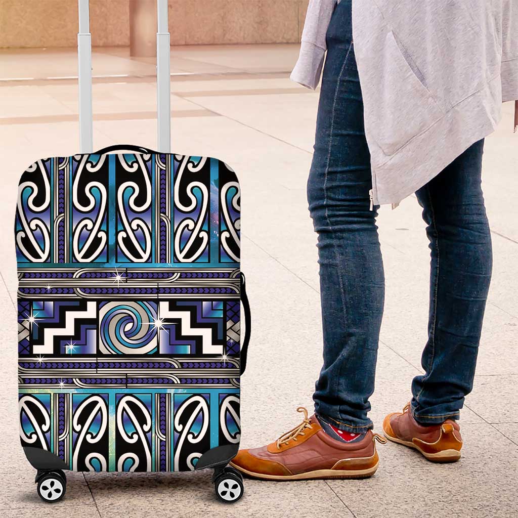 Maori Matariki Luggage Cover Blue Galaxy Aesthetic Koru Art
