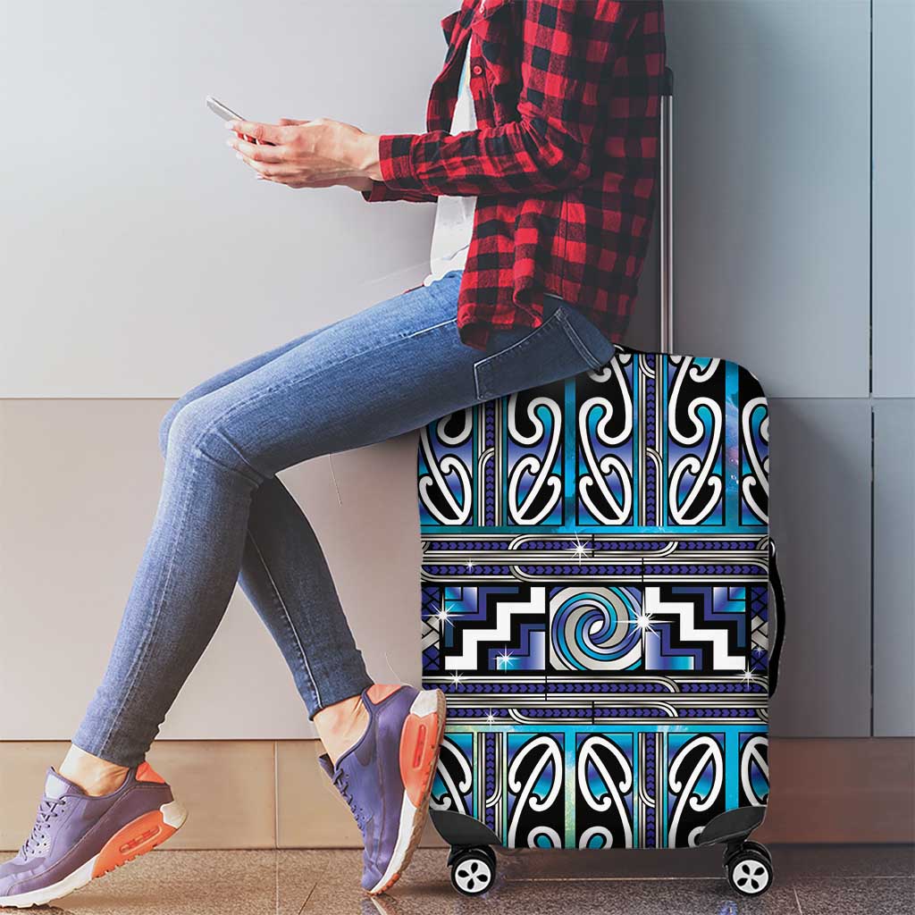 Maori Matariki Luggage Cover Blue Galaxy Aesthetic Koru Art