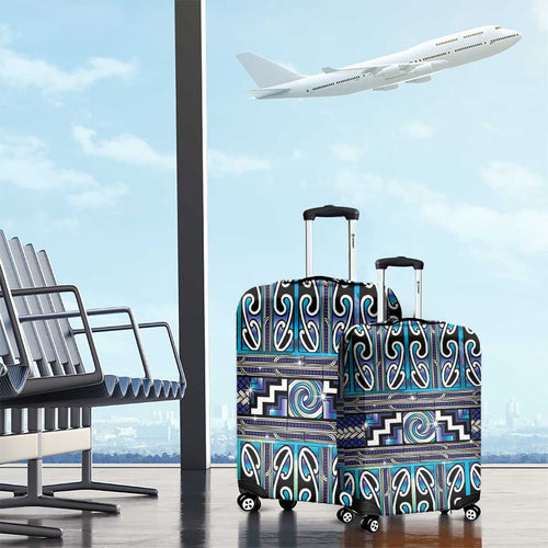 Maori Matariki Luggage Cover Blue Galaxy Aesthetic Koru Art