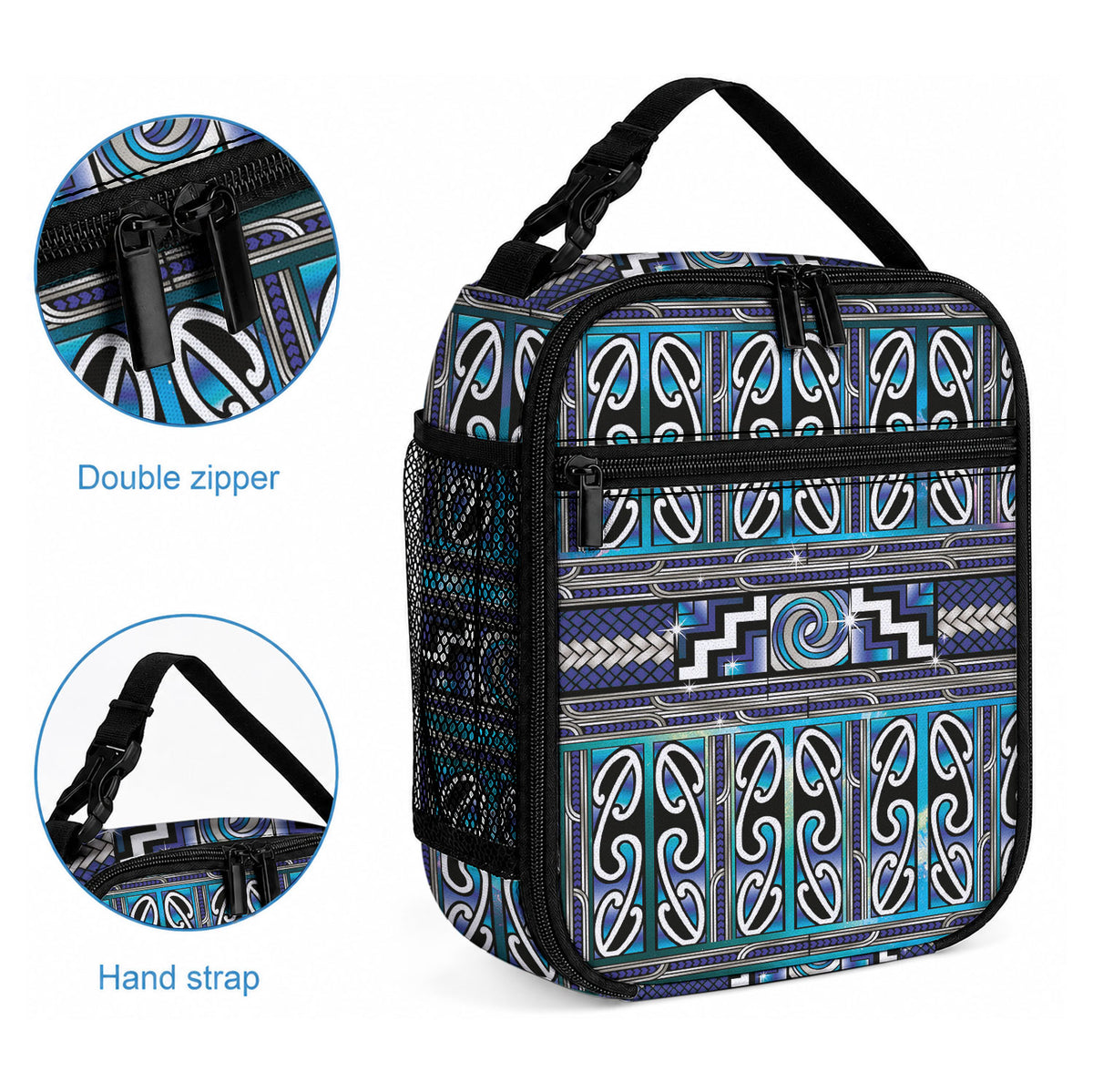 Maori Matariki Lunch Bag Blue Galaxy Aesthetic Koru Art