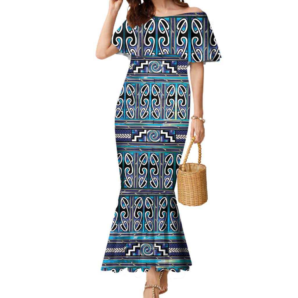Maori Matariki Mermaid Dress Blue Galaxy Aesthetic Koru Art