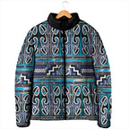 Maori Matariki Padded Jacket Blue Galaxy Aesthetic Koru Art