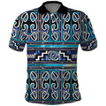 Maori Matariki Polo Shirt Blue Galaxy Aesthetic Koru Art
