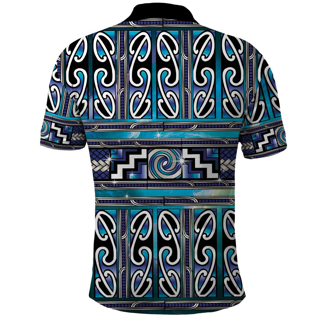 Maori Matariki Polo Shirt Blue Galaxy Aesthetic Koru Art