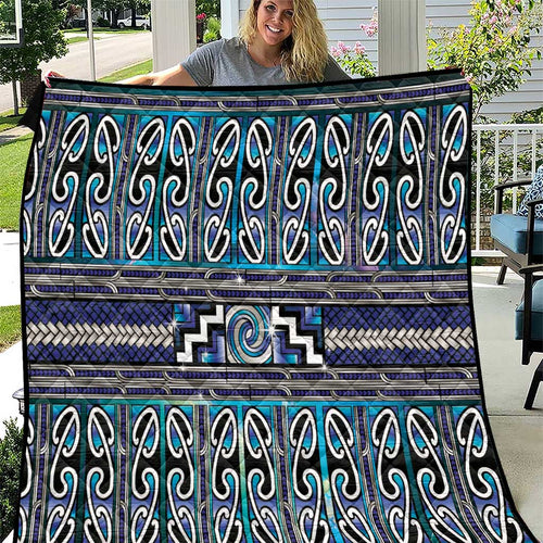 Maori Matariki Quilt Blue Galaxy Aesthetic Koru Art