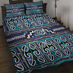 Maori Matariki Quilt Bed Set Blue Galaxy Aesthetic Koru Art