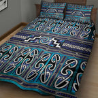 Maori Matariki Quilt Bed Set Blue Galaxy Aesthetic Koru Art