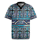 Maori Matariki Rugby Jersey Blue Galaxy Aesthetic Koru Art