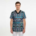 Maori Matariki Scrub Top Blue Galaxy Aesthetic Koru Art
