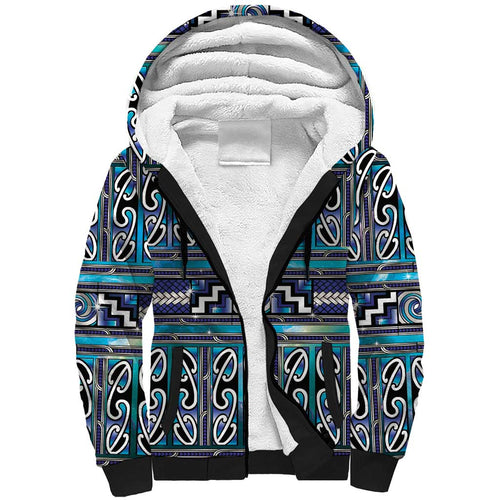 Maori Matariki Sherpa Hoodie Blue Galaxy Aesthetic Koru Art