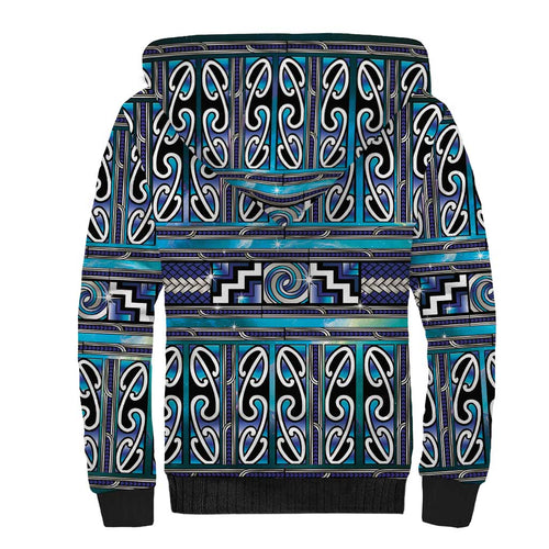 Maori Matariki Sherpa Hoodie Blue Galaxy Aesthetic Koru Art