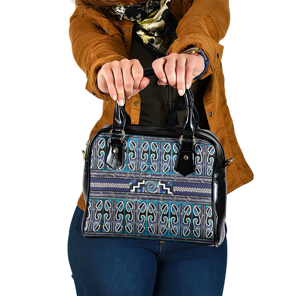 Maori Matariki Shoulder Handbag Blue Galaxy Aesthetic Koru Art