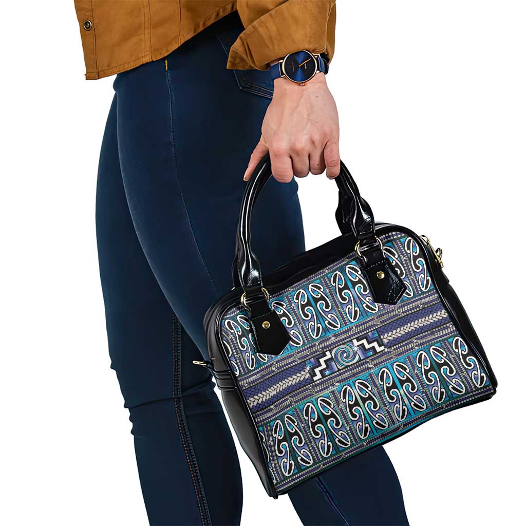 Maori Matariki Shoulder Handbag Blue Galaxy Aesthetic Koru Art