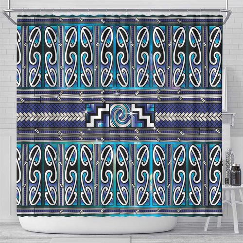 Maori Matariki Shower Curtain Blue Galaxy Aesthetic Koru Art