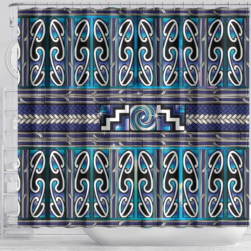 Maori Matariki Shower Curtain Blue Galaxy Aesthetic Koru Art