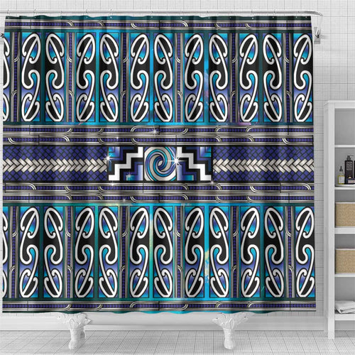 Maori Matariki Shower Curtain Blue Galaxy Aesthetic Koru Art