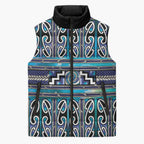 Maori Matariki Sleeveless Puffer Jacket Blue Galaxy Aesthetic Koru Art