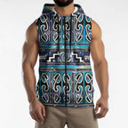 Maori Matariki Sleeveless Zip Hoodie Blue Galaxy Aesthetic Koru Art