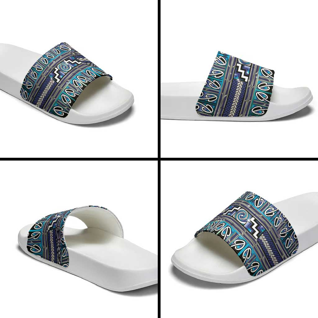 Maori Matariki Slide Sandals Blue Galaxy Aesthetic Koru Art