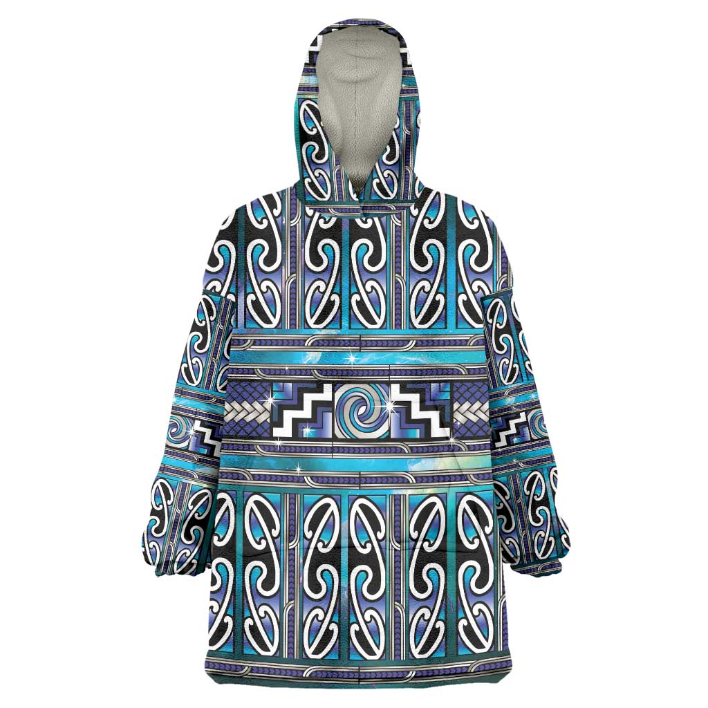Maori Matariki Wearable Blanket Hoodie Blue Galaxy Aesthetic Koru Art