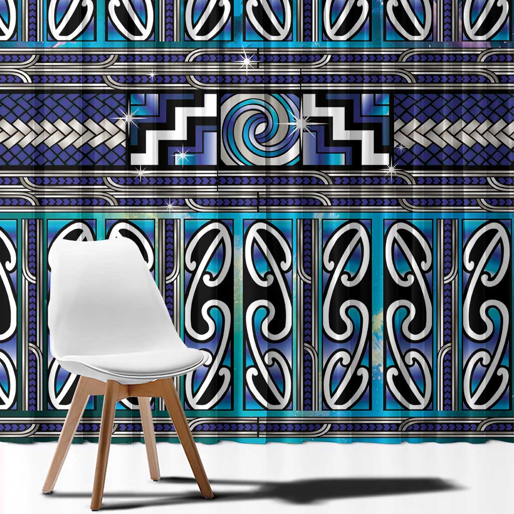 Maori Matariki Window Curtain Blue Galaxy Aesthetic Koru Art