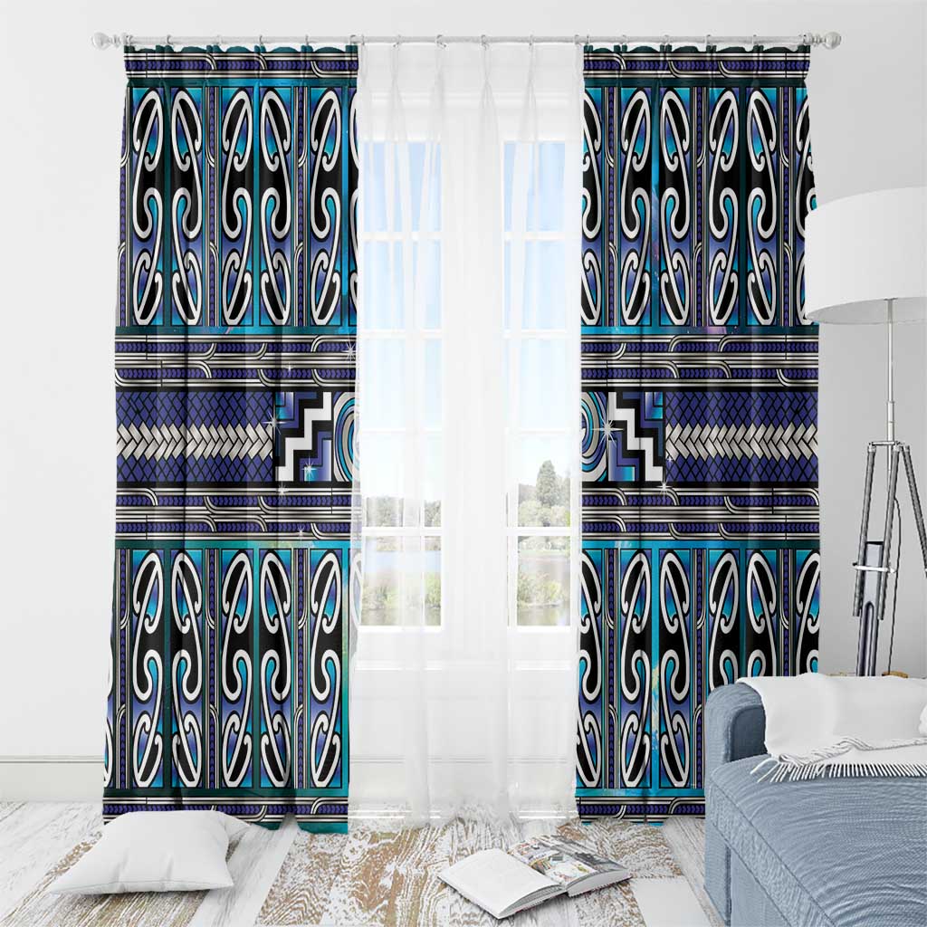 Maori Matariki Window Curtain Blue Galaxy Aesthetic Koru Art
