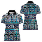 Maori Matariki Women Polo Shirt Blue Galaxy Aesthetic Koru Art