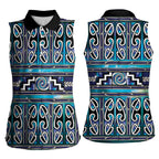 Maori Matariki Women Sleeveless Polo Shirt Blue Galaxy Aesthetic Koru Art