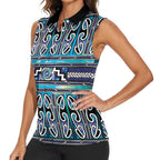 Maori Matariki Women Sleeveless Polo Shirt Blue Galaxy Aesthetic Koru Art