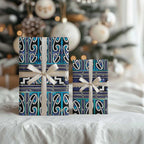 Maori Matariki Wrapping Paper Blue Galaxy Aesthetic Koru Art