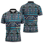 Maori Matariki Zipper Polo Shirt Blue Galaxy Aesthetic Koru Art