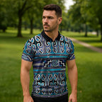 Maori Matariki Zipper Polo Shirt Blue Galaxy Aesthetic Koru Art