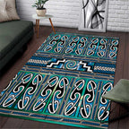 Maori Matariki Area Rug Green Galaxy Aesthetic Koru Art