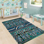 Maori Matariki Area Rug Green Galaxy Aesthetic Koru Art