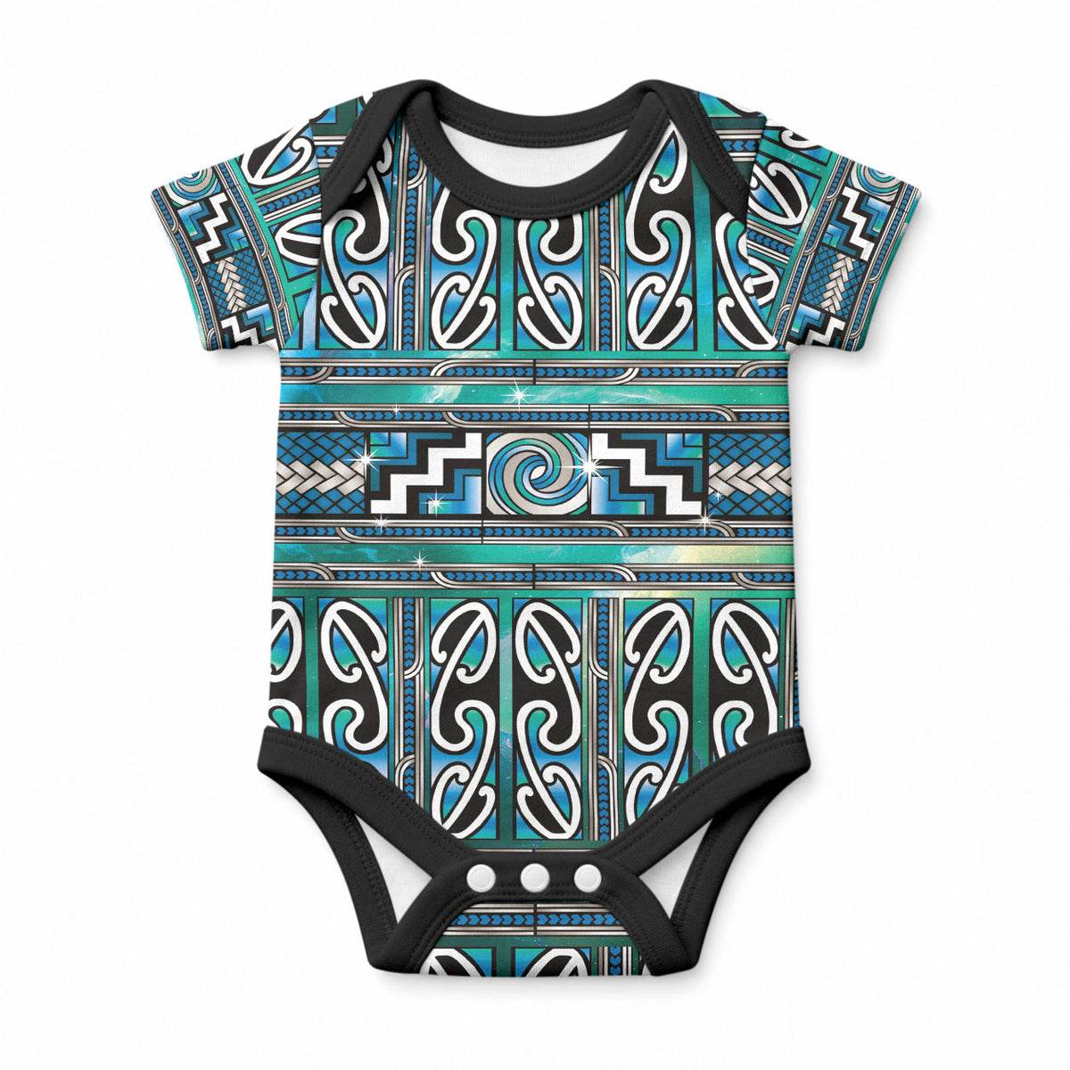 Maori Matariki Baby Onesie Green Galaxy Aesthetic Koru Art