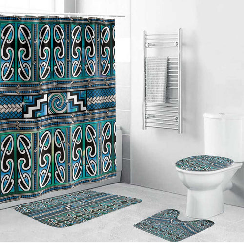 Maori Matariki Bathroom Set Green Galaxy Aesthetic Koru Art