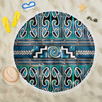 Maori Matariki Beach Blanket Green Galaxy Aesthetic Koru Art